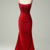 Special Occasion HELLYMOON | Halter Mermaid Prom Dress With Beading Dark Red