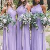 Partywear HELLYMOON | A Line One Shoulder Chiffon Bridesmaid Dress With Pleated