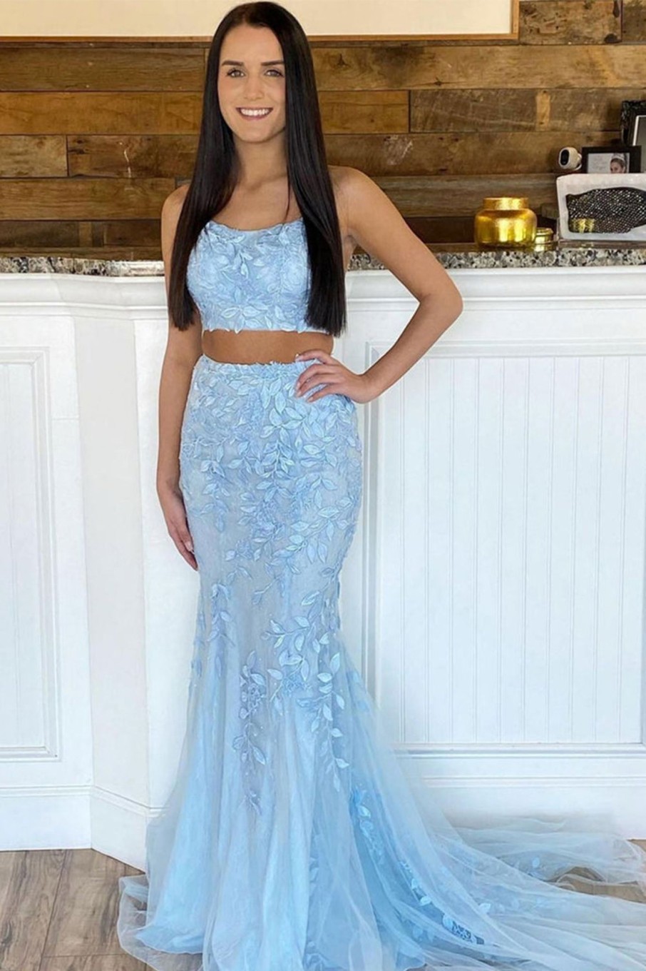 Special Occasion HELLYMOON | Two Piece Mermaid Blue Prom Dress Sky Blue