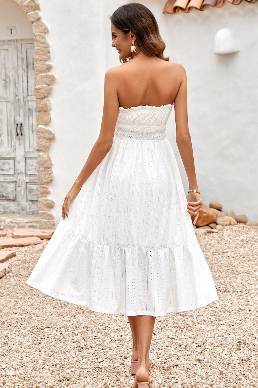 Special Occasion HELLYMOON | Tea Length Strapless Graduation Dress White