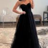 Prom Dresses HELLYMOON | A-Line Sweetheart Tulle Princess Prom Dress Black