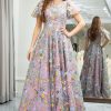 Prom Dresses HELLYMOON | A-Line Round Neck Prom Dress With Appliques Mauve