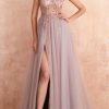 Special Occasion HELLYMOON | Spaghetti Straps Pink Long Prom Dress With Slit