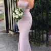 Partywear HELLYMOON | One-Shoulder Mermaid Satin Bridesmaid Dress Pink