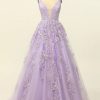 Special Occasion HELLYMOON | Beading A Line Prom Dress With Appliques Lavender