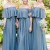 Partywear HELLYMOON | Off The Shoulder A Line Chiffon Bridesmaid Dress With Pleated