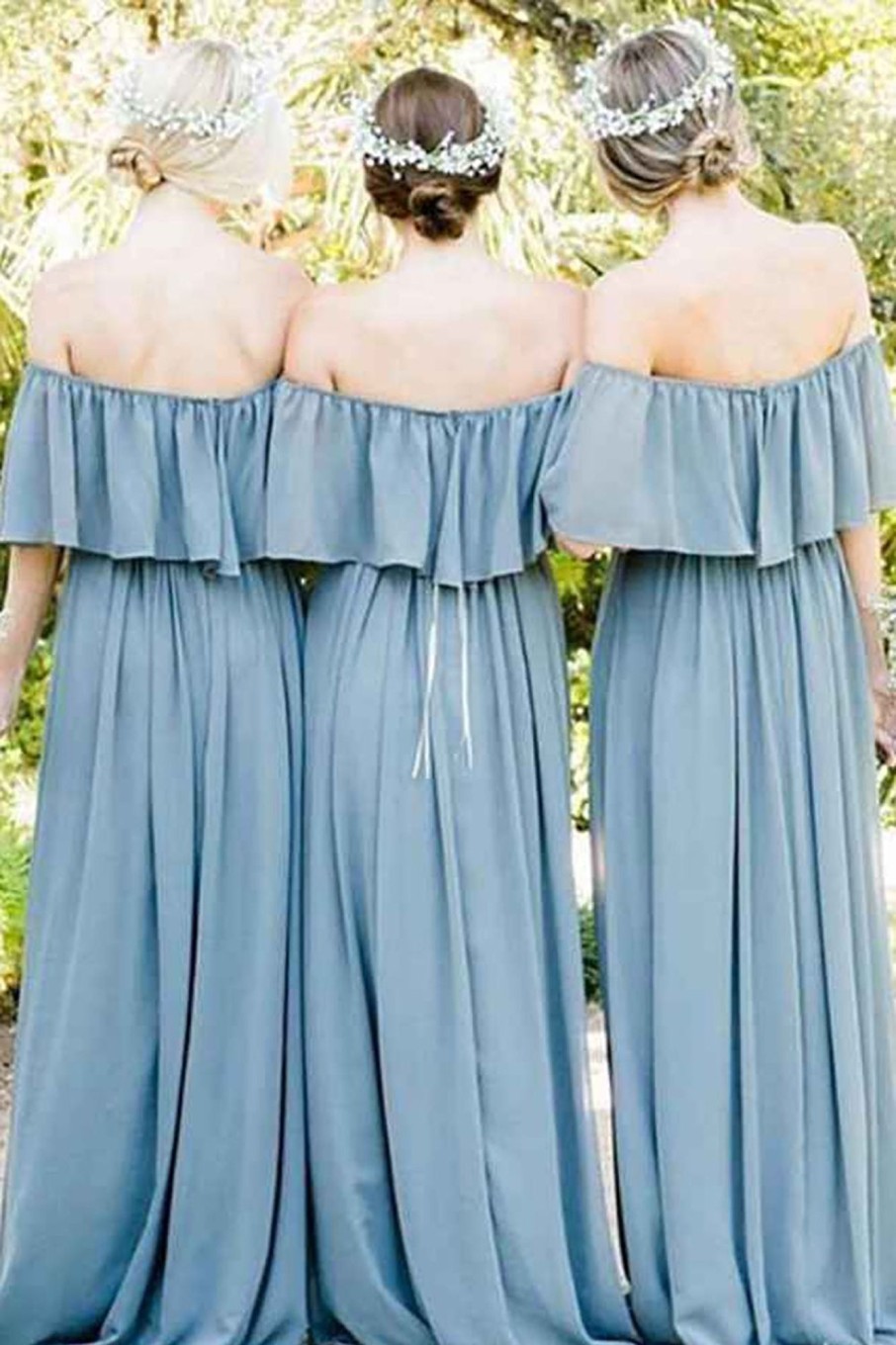 Partywear HELLYMOON | Off The Shoulder A Line Chiffon Bridesmaid Dress With Pleated