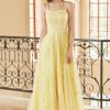 Special Occasion HELLYMOON | Gorgeous A Line Spaghetti Straps Long Prom Dress With Appliques Yellow