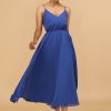 Partywear HELLYMOON | A Line Spaghetti Straps Tea Length Bridesmaid Dress