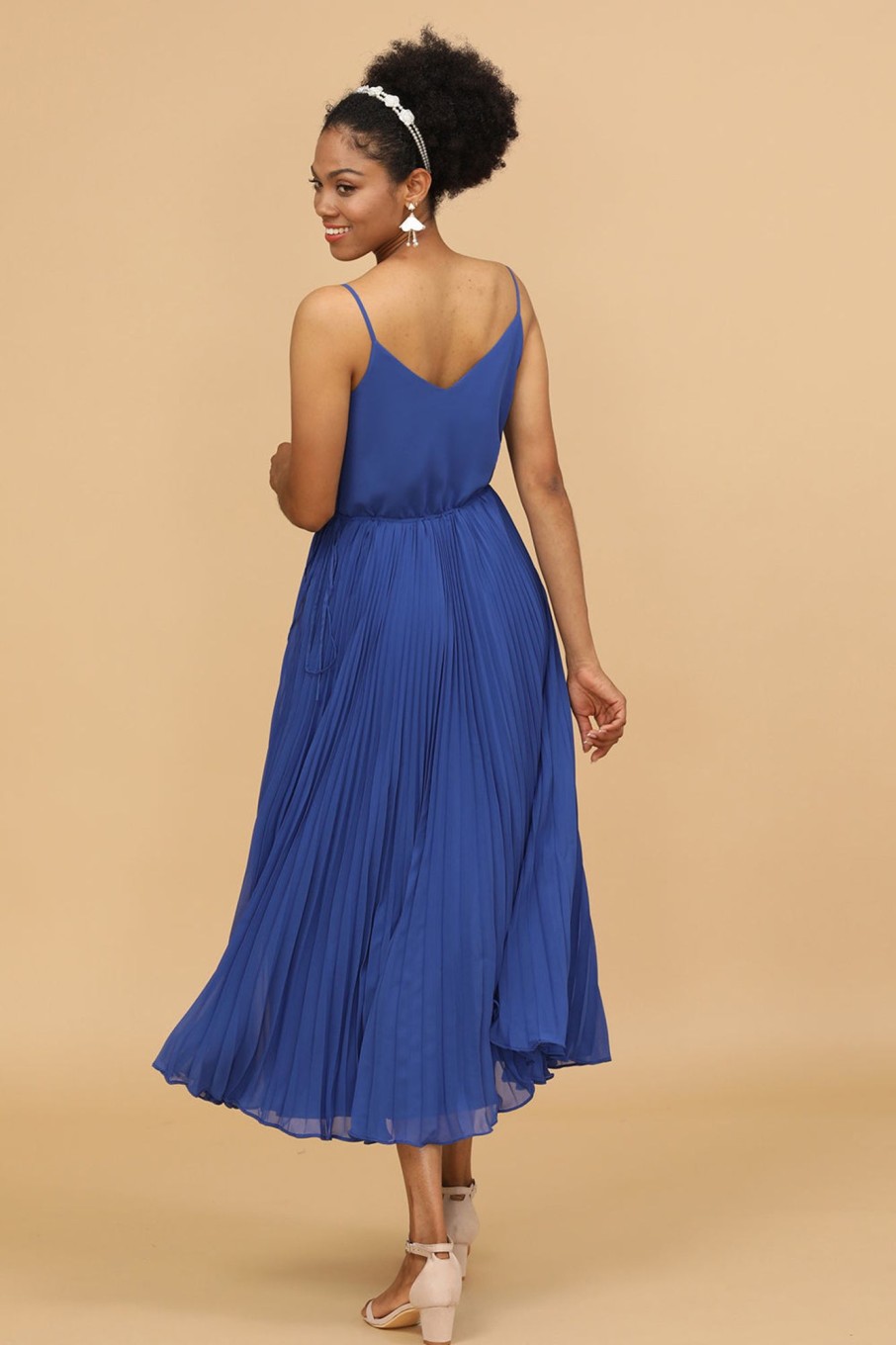 Partywear HELLYMOON | A Line Spaghetti Straps Tea Length Bridesmaid Dress