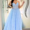 Prom Dresses HELLYMOON | A-Line Strapless Tiered Corset Prom Dress With Appliques