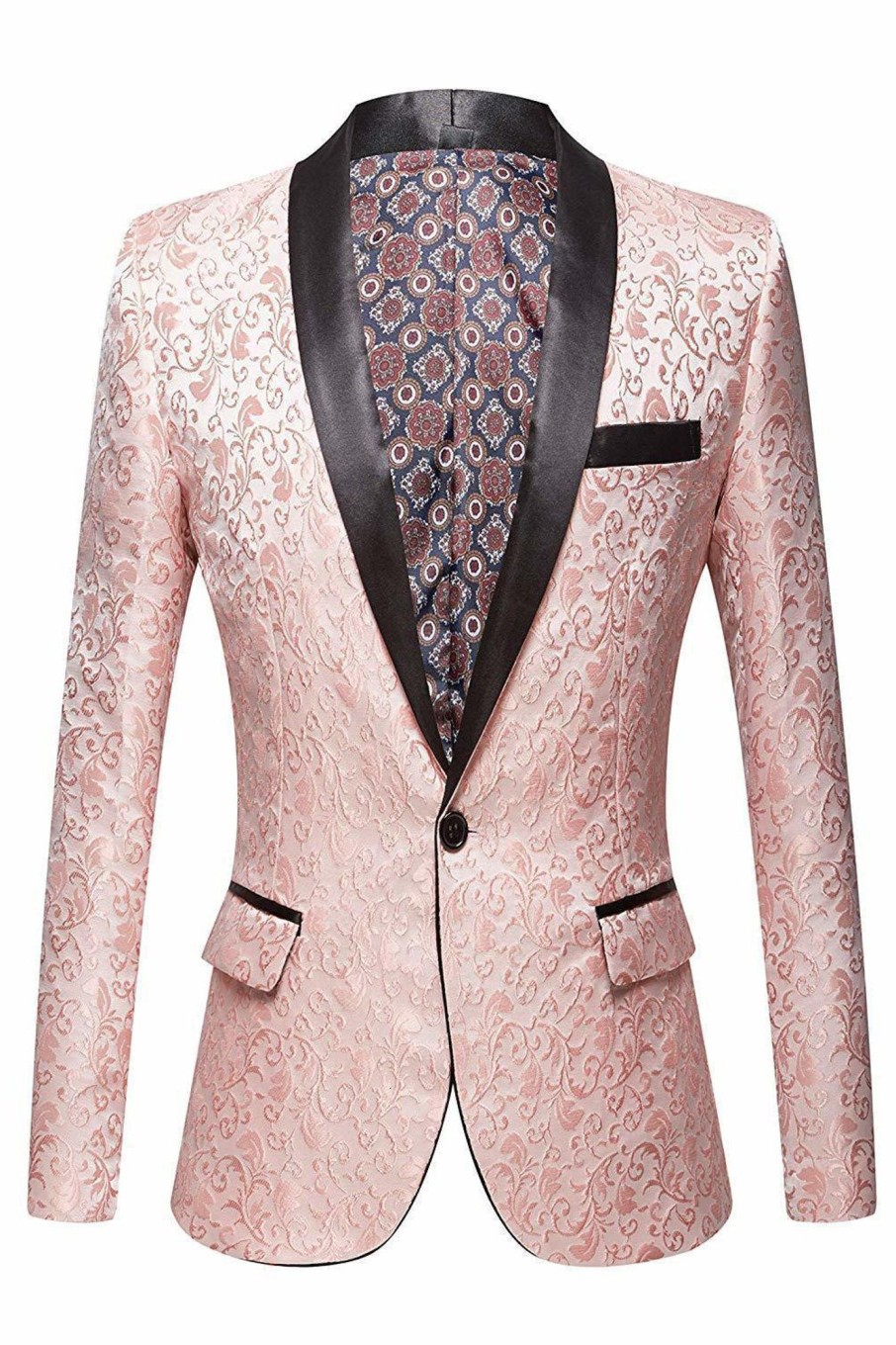 Men HELLYMOON | Shawl Lapel Jacquard Men'S Blazer