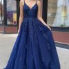 Special Occasion HELLYMOON | A Line Tulle Prom Dress With Appliques Navy