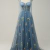 Special Occasion HELLYMOON | A-Line Tulle Prom Dress With Embroidery Grey Blue