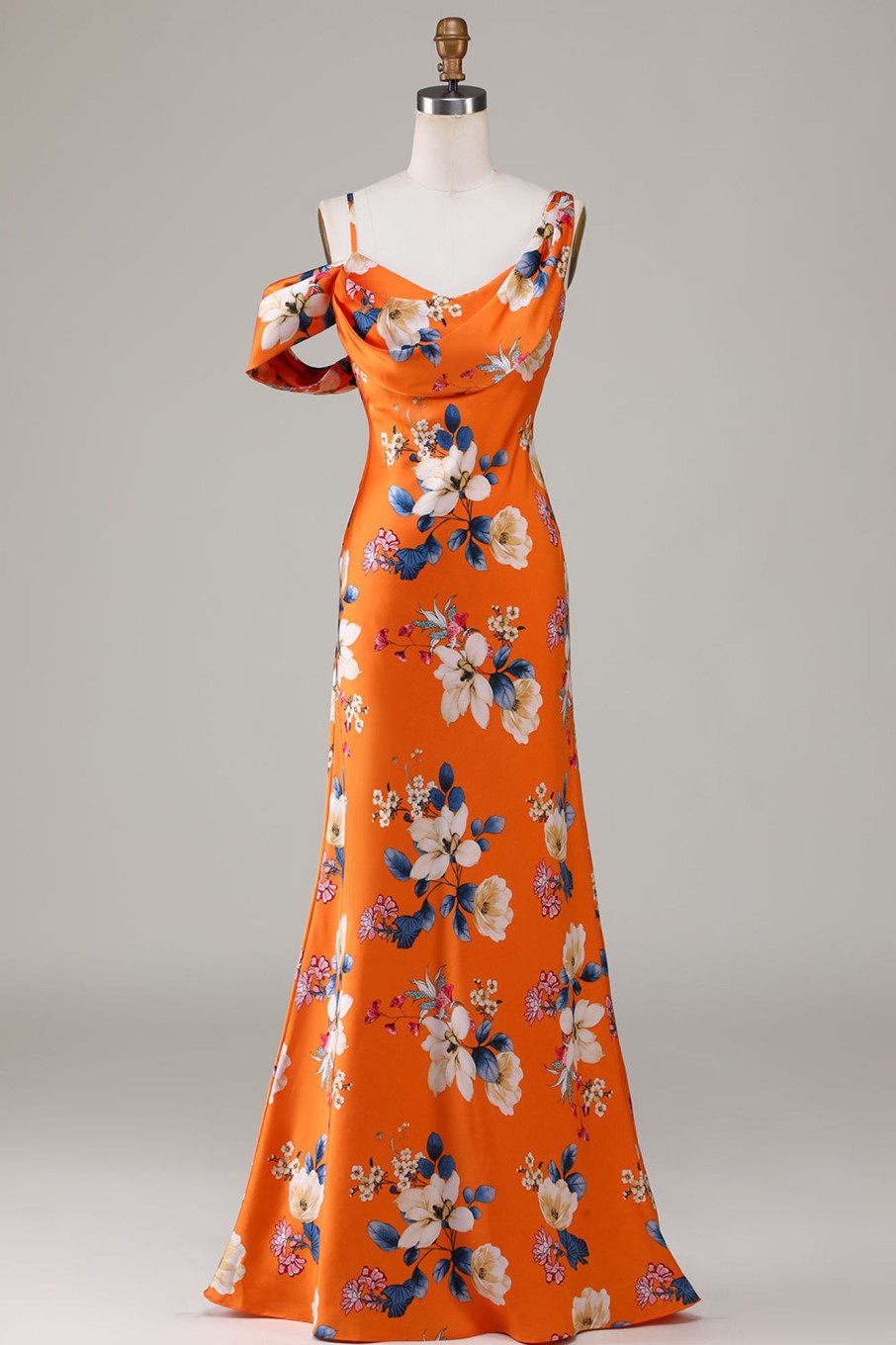 Partywear HELLYMOON | Printed Flower Mermaid Bridesmaid Dress Orange