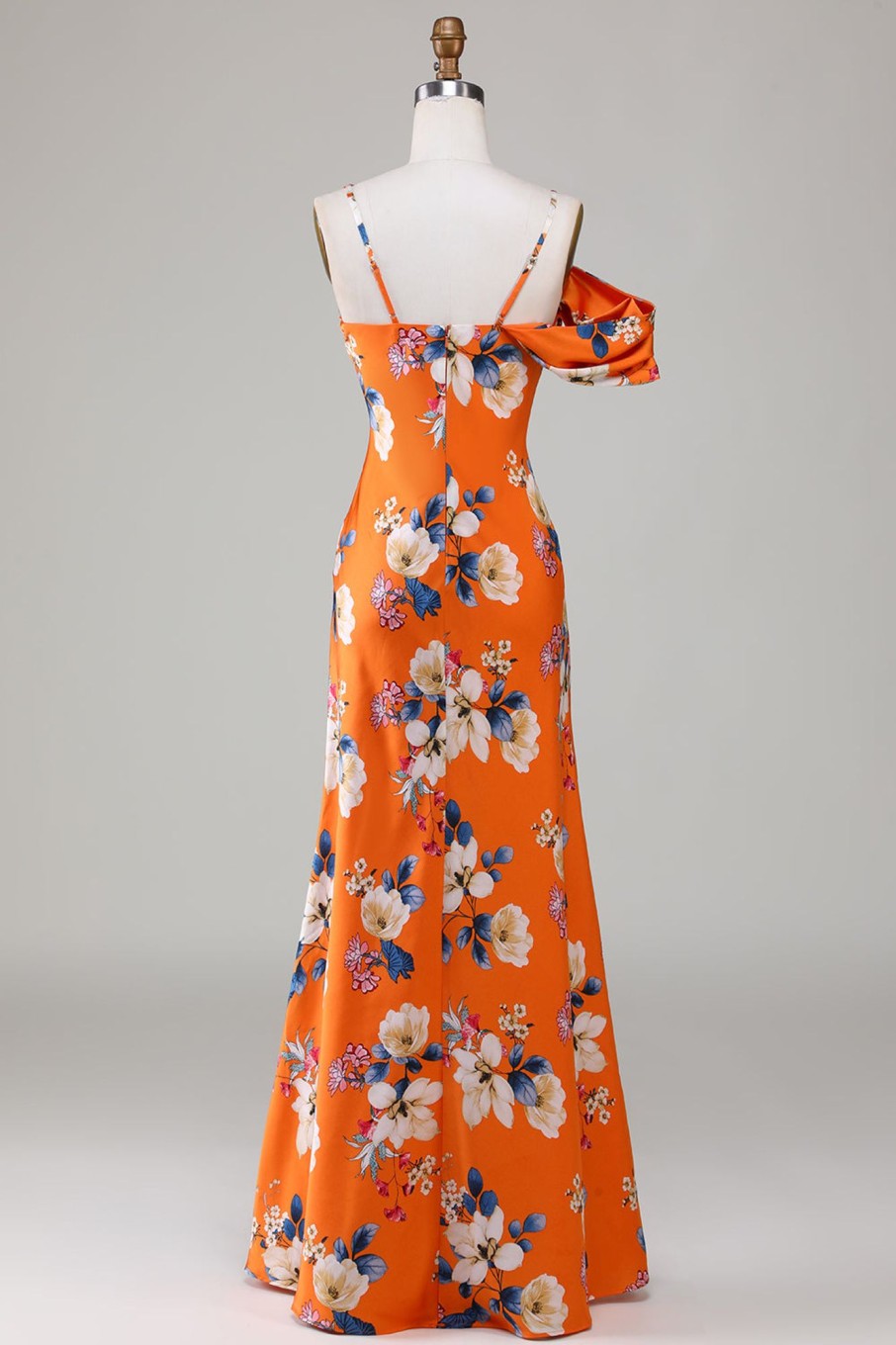 Partywear HELLYMOON | Printed Flower Mermaid Bridesmaid Dress Orange