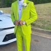 Men HELLYMOON | Notched Lapel 2 Piece Men'S Prom Suits Lemon Yellow