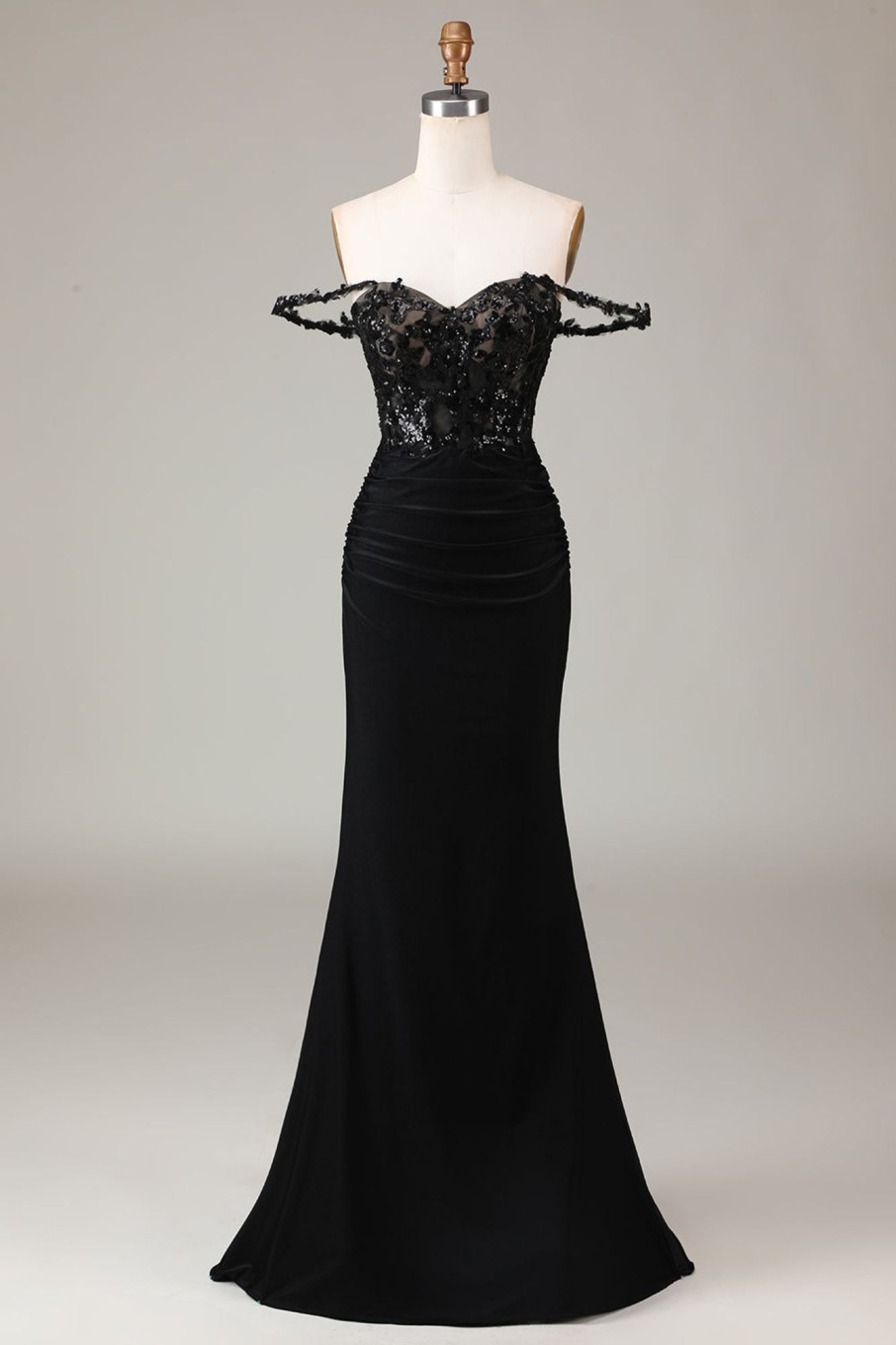 Prom Dresses HELLYMOON | Off The Shoulder Sparkly Mermaid Prom Dress Black