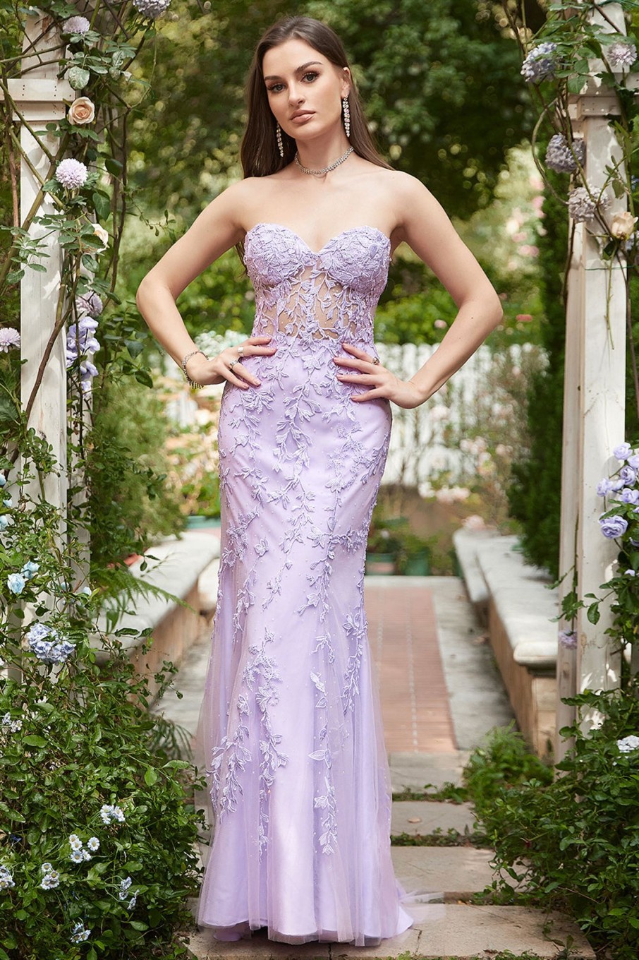 Prom Dresses HELLYMOON | Strapless Mermaid Prom Dress With Appliques Lavender