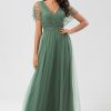 Partywear HELLYMOON | A-Line V Neck Long Bridesmaid Dress With Beading