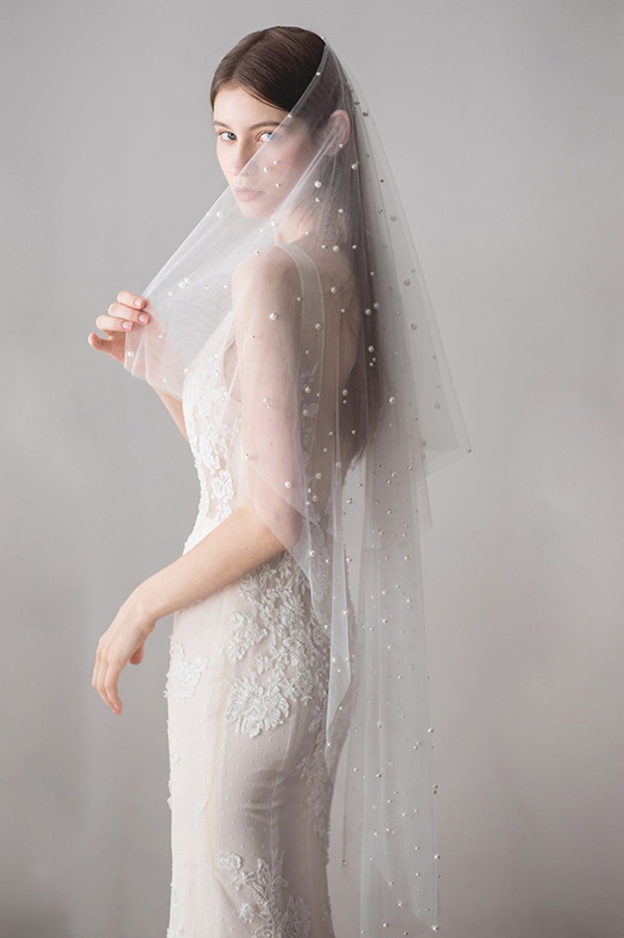 Accessories HELLYMOON | Wedding Two Tier Pearl Bridal Veils White