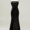 Prom Dresses HELLYMOON | Sheath Strapless Sequin Prom Dress With Slit Black