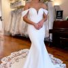 Wedding Dresses HELLYMOON | Boho Mermaid Off The Shoulder Long Wedding Dress With Lace White