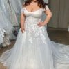 Wedding Dresses HELLYMOON | Tulle Off The Shoulder Long Plus Size Wedding Dress With Appliques White