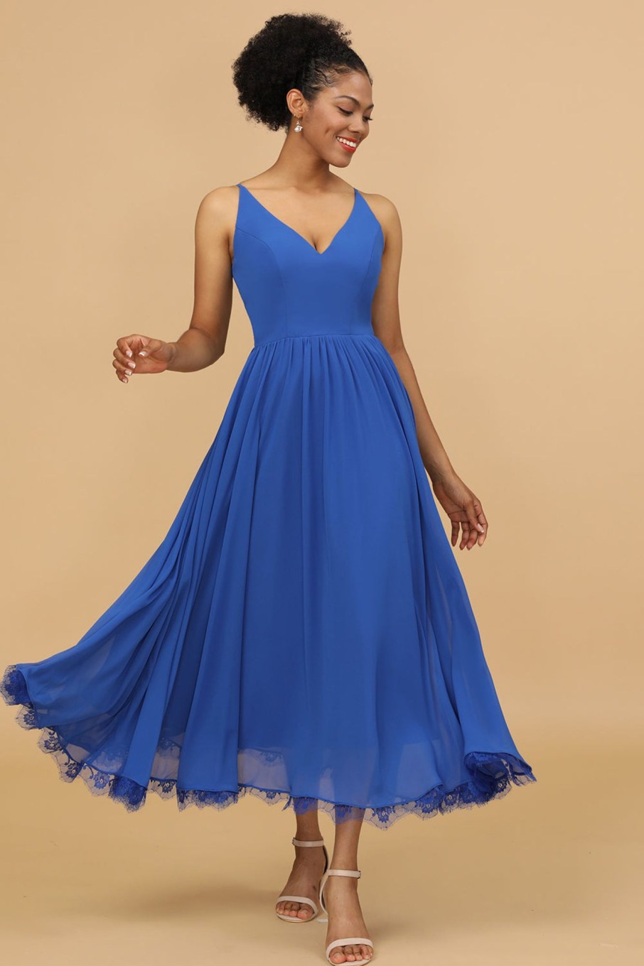 Partywear HELLYMOON | V-Neck Chiffon Bridesmaid Dress