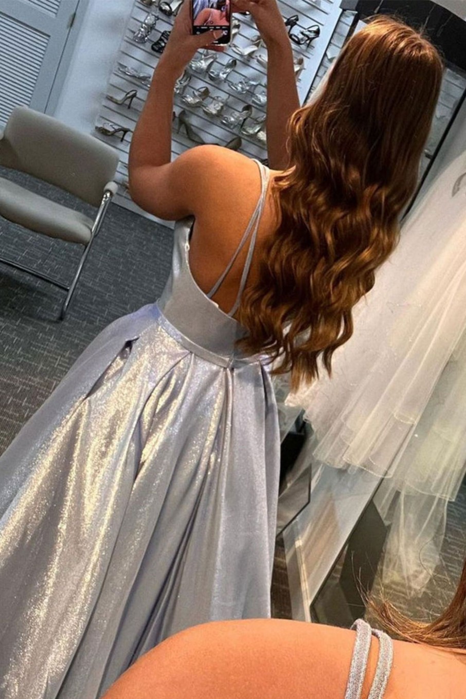 Special Occasion HELLYMOON | Glitter Long Prom Dress With Pockets White