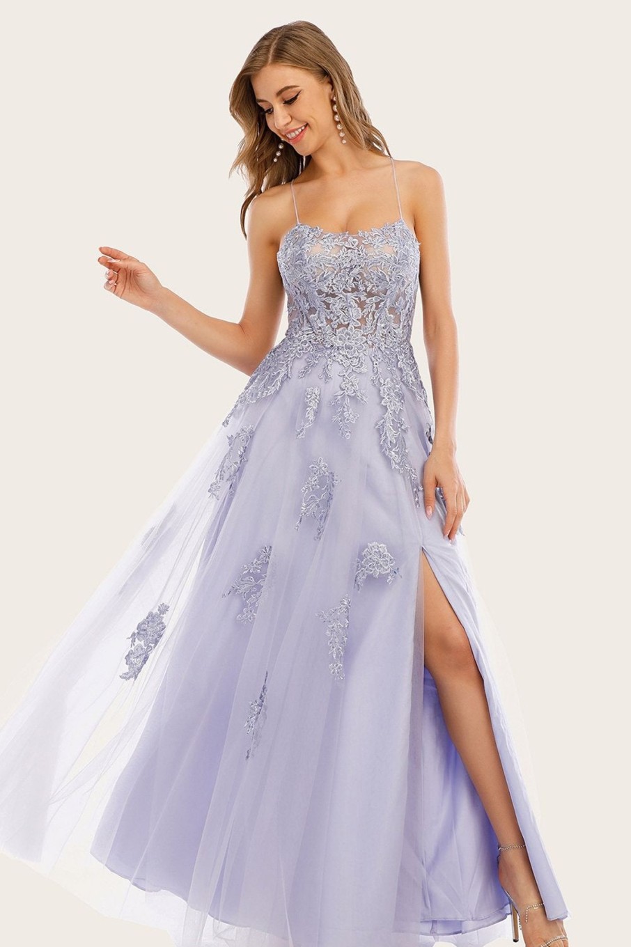 Special Occasion HELLYMOON | Tulle Long Prom Dress With Lace