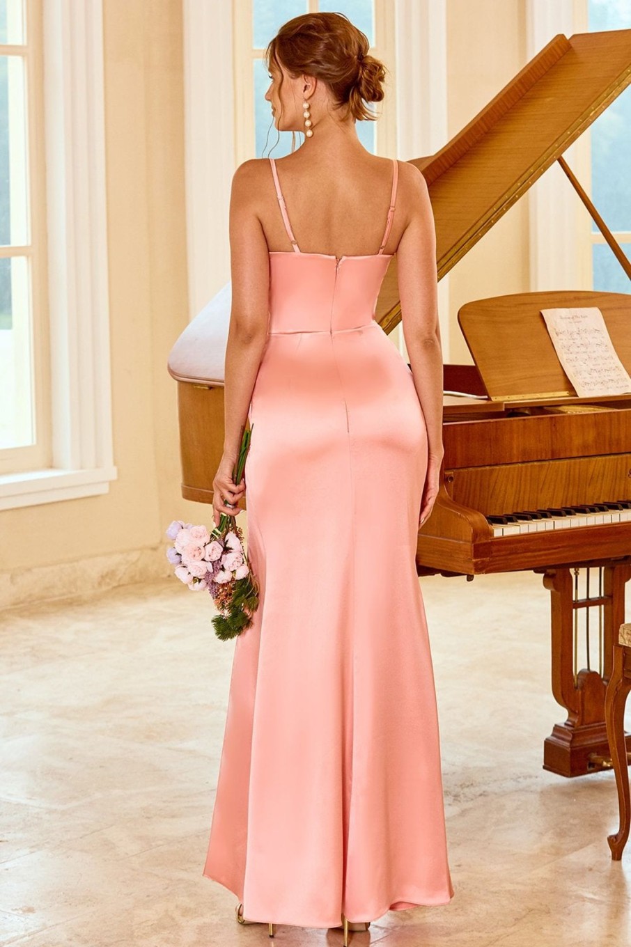 Partywear HELLYMOON | Sheath Long Bridesmaid Dress With Slit