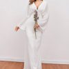 Wedding Dresses HELLYMOON | V Neck Boho Wedding Dress With Open Back White