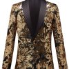 Men HELLYMOON | Flower Shaped Sequins Men'S Blazer Golden