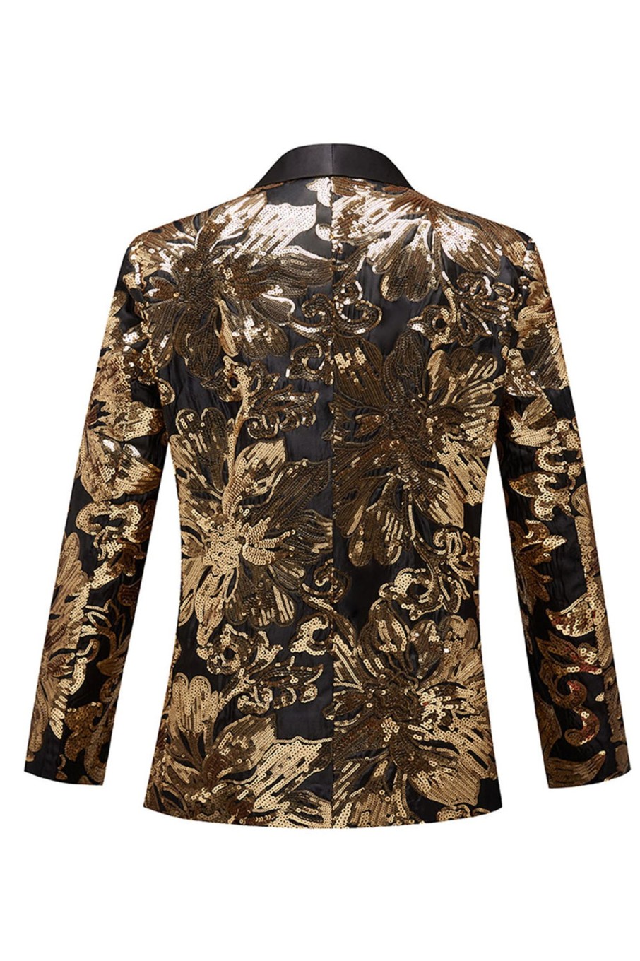 Men HELLYMOON | Flower Shaped Sequins Men'S Blazer Golden