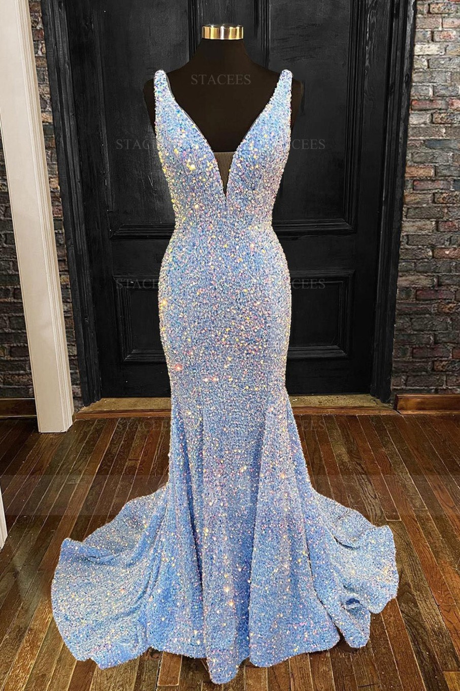 Special Occasion HELLYMOON | Sequins Sparkly Mermaid Prom Dress Blue