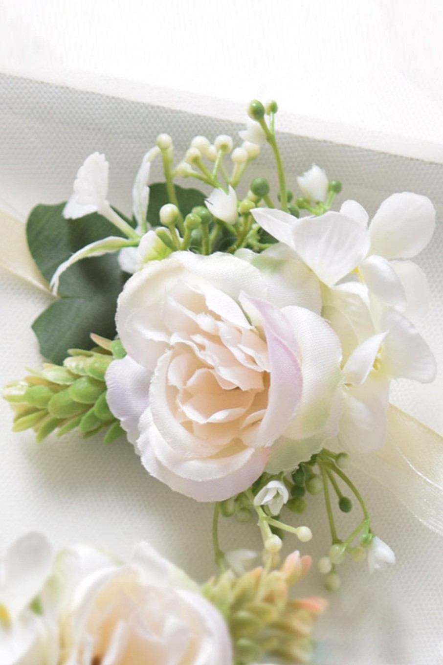 Accessories HELLYMOON | Artificial Rose Wedding Wrist Corsage White