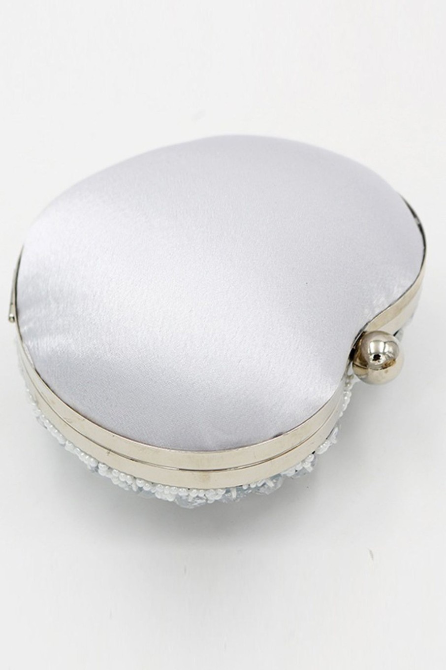 Accessories HELLYMOON | Beaded Heart Shaped Party Clutch Silver