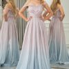 Prom Dresses HELLYMOON | Glitter A-Line Off The Shoulder Prom Dress With Pleated Grey Pink