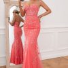 Special Occasion HELLYMOON | Tulle Mermaid Prom Dress With Applique Coral