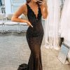 Special Occasion HELLYMOON | Elegant Glitter Rhinestone Lace Long Prom Dress Black