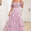 Prom Dresses HELLYMOON | Charming A Line Off The Shoulder Long Prom Dress With Printing Purple