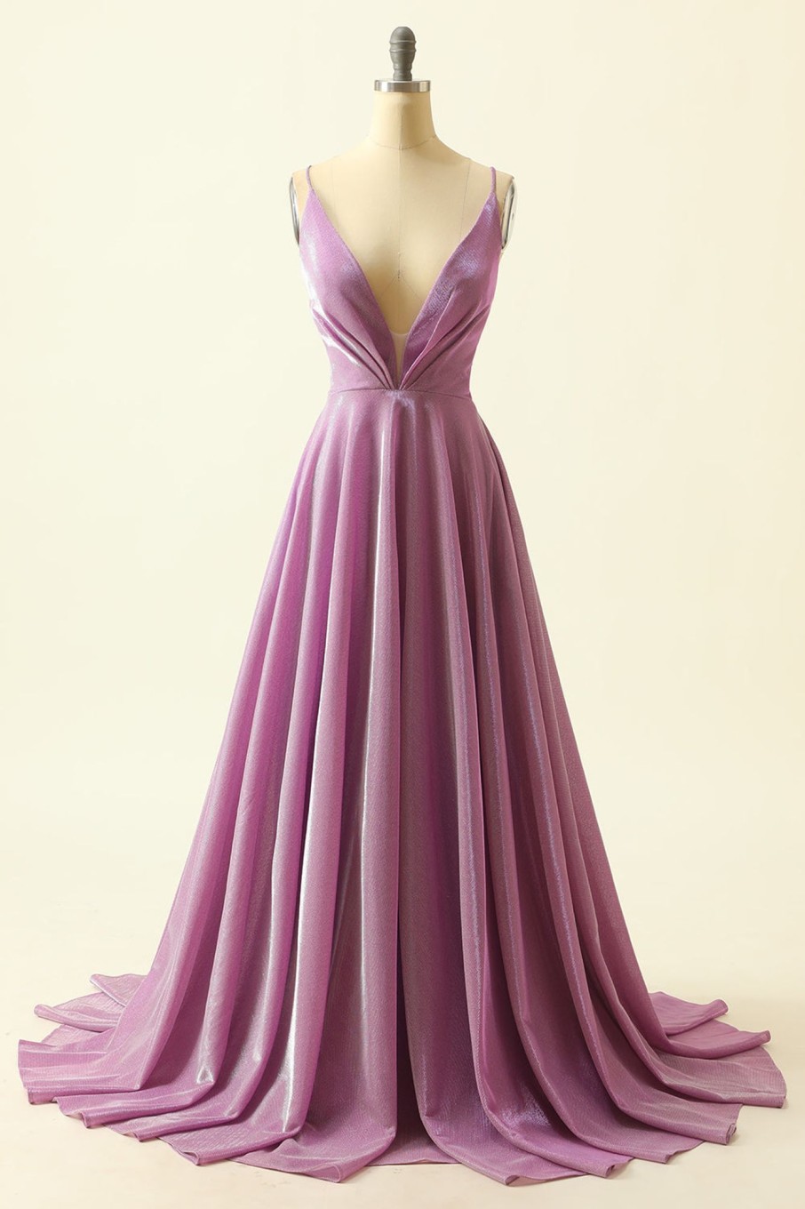 Special Occasion HELLYMOON | V-Neck A Line Glitter Prom Dress Purple