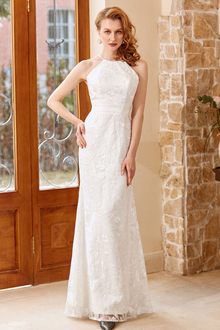 Wedding Dresses HELLYMOON | Mermaid Floor Length Church Wedding Dress White