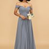 Partywear HELLYMOON | Off The Shoulder Chiffon Bridesmaid Dress