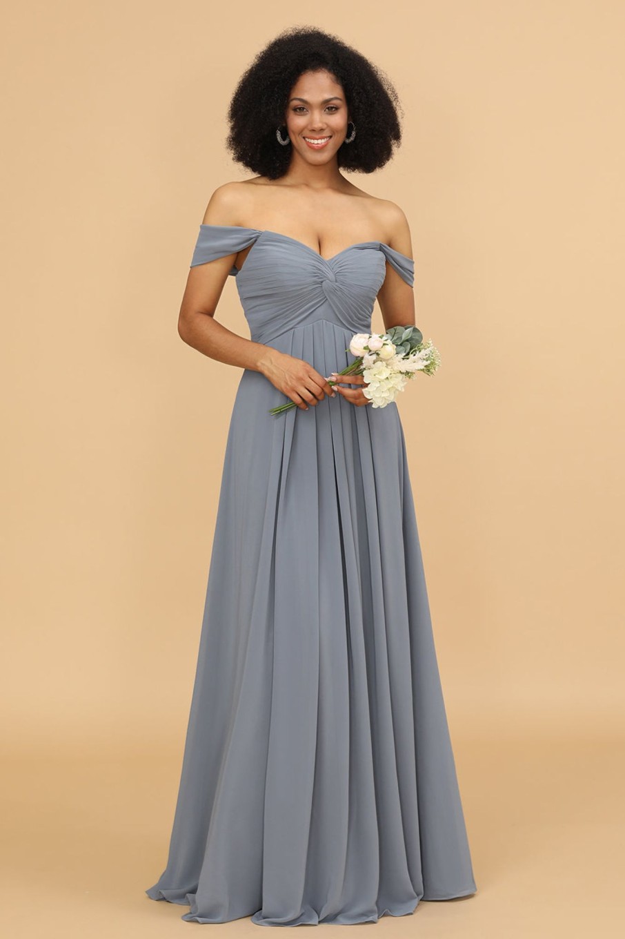 Partywear HELLYMOON | Off The Shoulder Chiffon Bridesmaid Dress