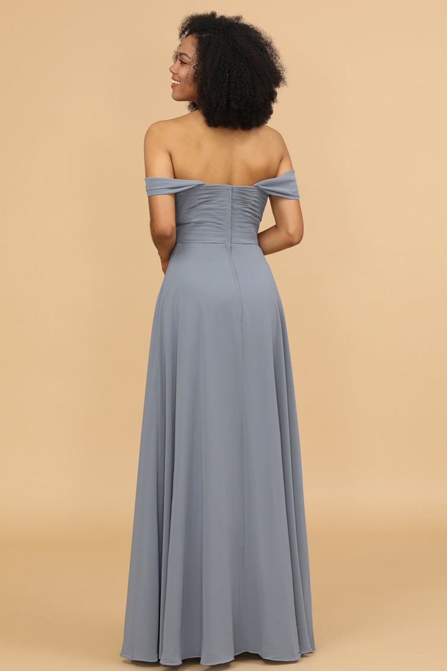 Partywear HELLYMOON | Off The Shoulder Chiffon Bridesmaid Dress