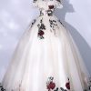 Prom Dresses HELLYMOON | Strapless Quinceanera Dresses With Appliques White