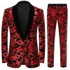 Men HELLYMOON | Glitter Sequins 2 Piece Men'S Suits Red