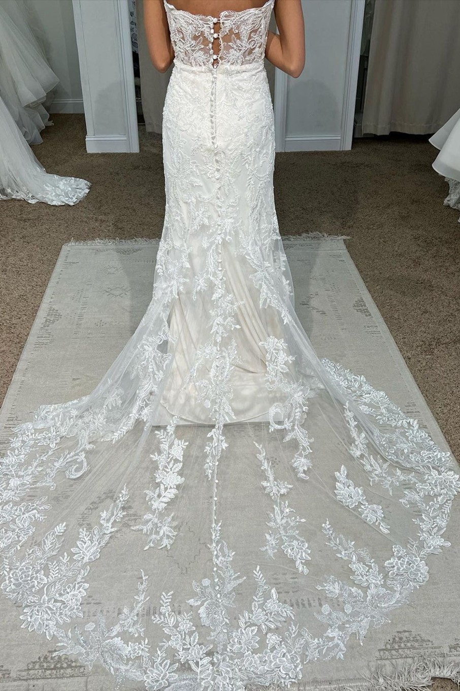 Wedding Dresses HELLYMOON | Sweetheart Mermaid Long Lace Wedding Dress White